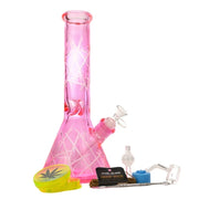 Arsenal Glass - 12” 5mm Prismatic Colors Glass Bong 9-in-1 Dab Kit - Pink - Bongs Canada