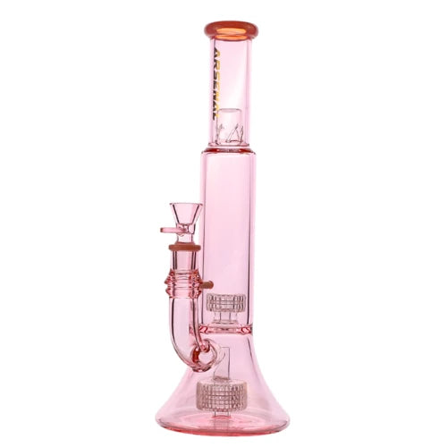 Arsenal - Arsenal Triple Ice Matrix Recycler 14” Glass Bong - Pink - Bongs Canada