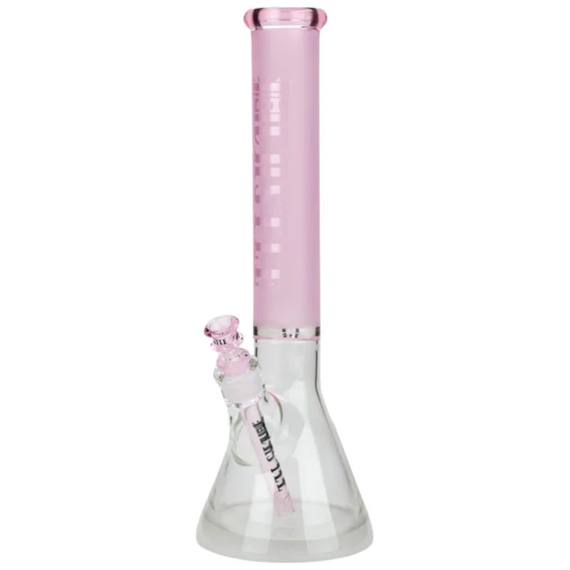 Castle Glass - Frosted Castle Glass Beaker - Pink - Bongs Canada