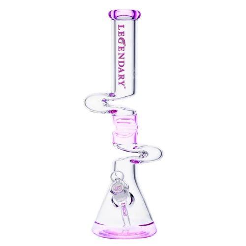Legendary glass 18 Inch tall 7mm thick glass Wave Twist Zong Bong in Pink