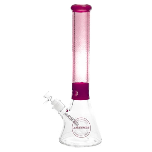 Arsenal Glass - 16” Patterned Colored Tube Bong - Pink - Bongs Canada
