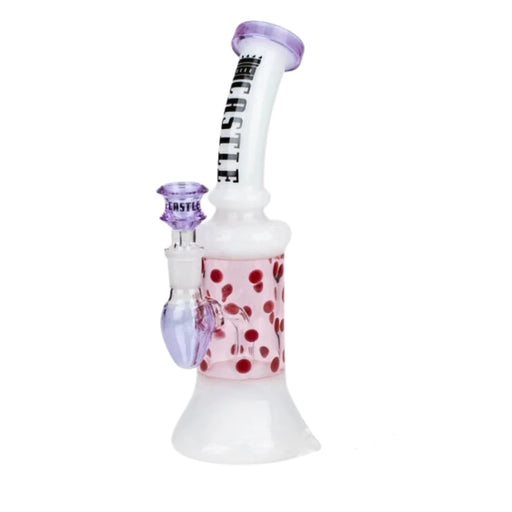 Castle - 9" 5mm Color Spots Castle Glass Rig - Purple - Bongs Canada