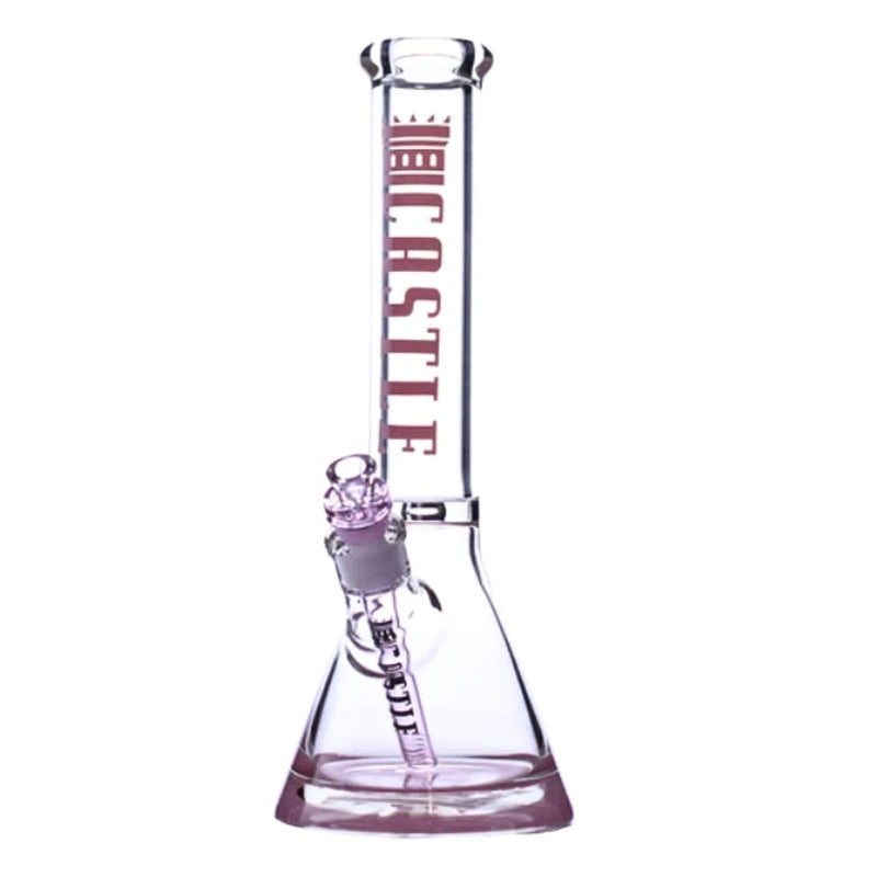 Castle - 14" 9mm Color Logo Castle Glass Bong - Purple - Bongs Canada