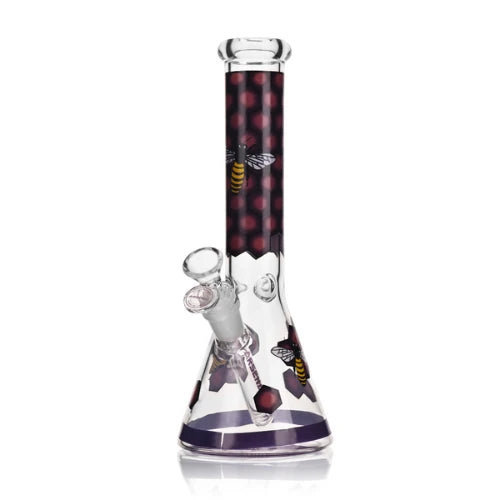 Arsenal - 10" Arsenal Honeycomb Buzz Beaker Bong - Purple - Bongs Canada