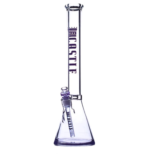 Castle - 18" 9mm Color Logo Castle Glass Bong - Purple - Bongs Canada