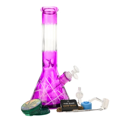 Arsenal Glass - 12” 5mm Crystal Matrix Glass Bong 9-in-1 Dab Kit - Purple - Bongs Canada