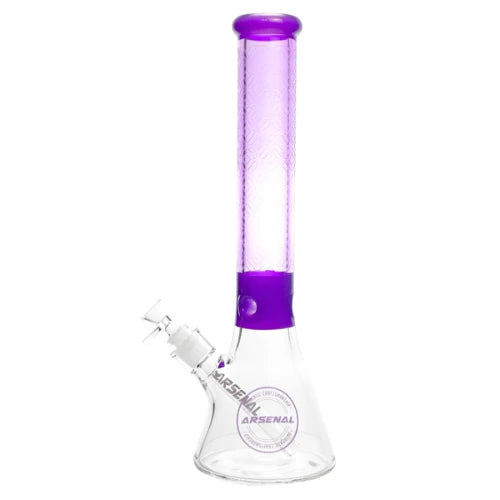 Arsenal Glass - 16” Patterned Colored Tube Bong - Purple - Bongs Canada