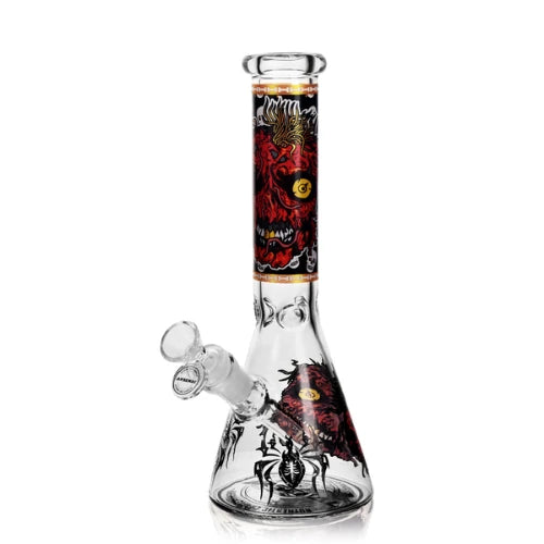 Arsenal Glass - 10" 5mm Psycho Skull Glass Bong - Red - Bongs Canada