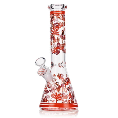 Arsenal - 10" Arsenal Floral Bliss Beaker Bong - Red - Bongs Canada