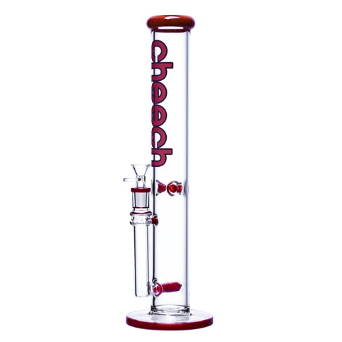 16" tall Red Cheech straight tube bong made with 5mm glass with inline percolator 