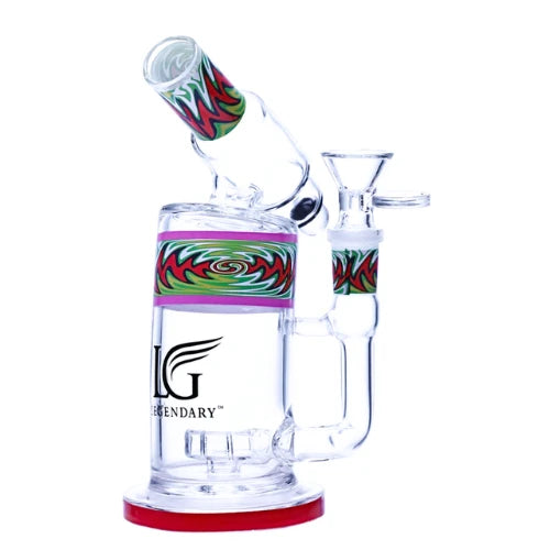 Legendary brand 12 Inch tall 9mm thick glass Barrel Can Bubbler in Red