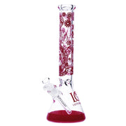 Legendary glass 16 Inch tall 7mm thick glass Floral Mist Beaker Bong in Red Floral Decal