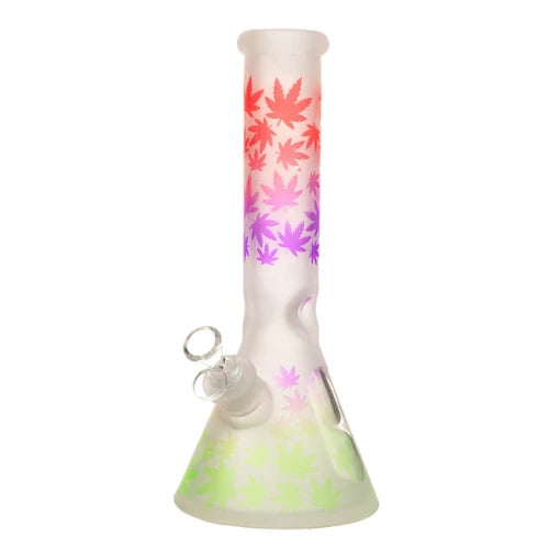 Bongs Canada - 12” 7mm Faded Leaf Glass Bong - Red - Bongs Canada