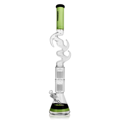 Arsenal Glass - 30" Double Perc Zong - Slime Green - Bongs Canada