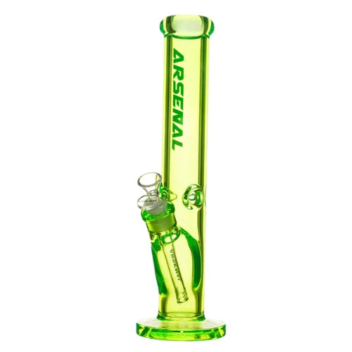 Arsenal brand 14 inch tall full coloured straight tube bong made with 5mm slime green glass