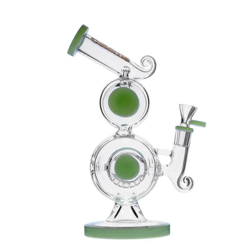 Preemo - 10” Dual Chamber Drum Perc Bubbler - Slime Green - Bongs Canada