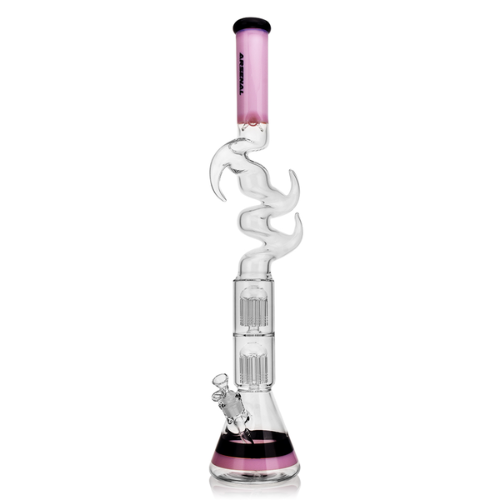 Arsenal Glass - 30" Double Perc Zong - Slime Pink - Bongs Canada
