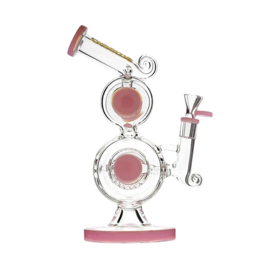 Preemo - 10” Dual Chamber Drum Perc Bubbler - Slime Pink - Bongs Canada