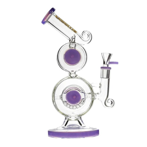 Preemo - 10” Dual Chamber Drum Perc Bubbler - Slime Purple - Bongs Canada