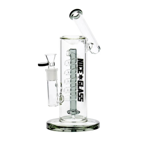 Nice Glass - 10.5” Spiral Percolator Bubbler - Smoke - Bongs Canada