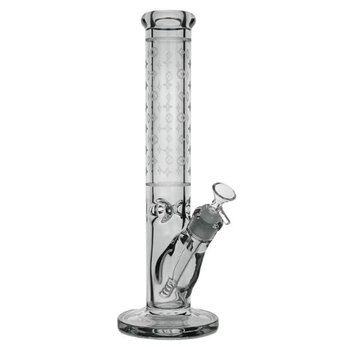 Arsenal Glass - 14” Luxe Patterned Straight Tube Bong - Smoke Grey - Bongs Canada