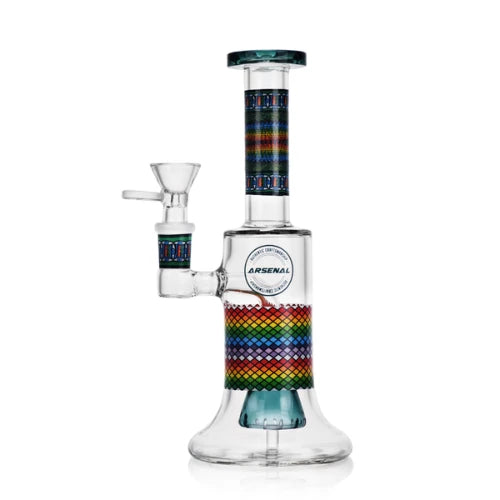 Arsenal Glass - 7.6" Rainbow Matrix Perc Bong - Teal - Bongs Canada