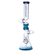 Legendary glass 18 Inch tall 7mm thick glass Wave Twist Zong Bong in Teal