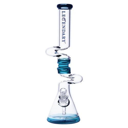 Legendary glass 18 Inch tall 7mm thick glass Wave Twist Zong Bong in Teal