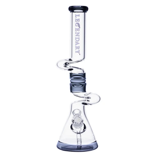 Legendary glass 18 Inch tall 7mm thick glass Wave Twist Zong Bong in Black