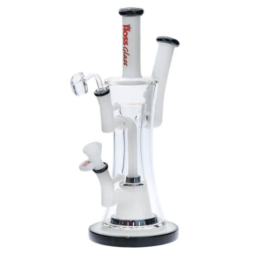 Hoss Glass - 12" Two-Tone Double Bubbler - White - Bongs Canada