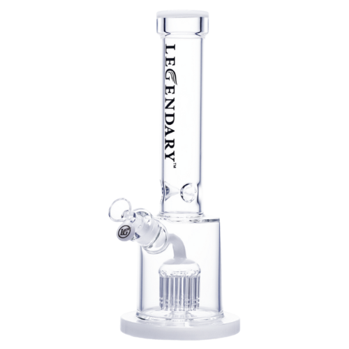 Legendary - 14.5 Inch Colored Barrel Perc Straight Tube Bong - White - Bongs Canada