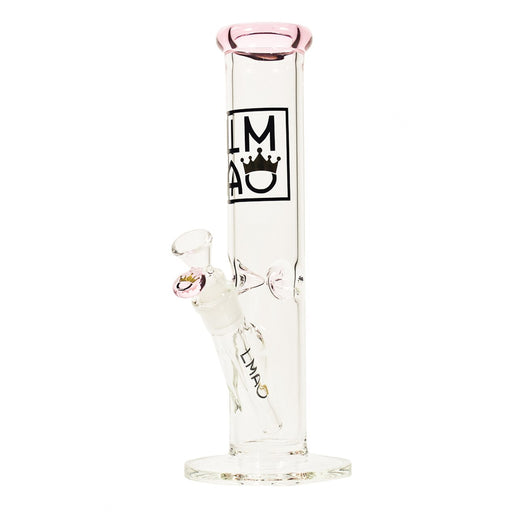 12" LMAO Glass Straight Tube Bong - Pink - 5mm - Bongs Canada