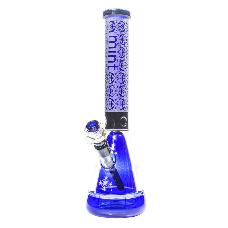Blue - Blasted Double Wall Beaker Bong - Mint Glass - Bongs Canada