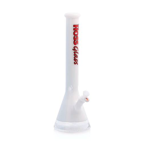 White 18" Hoss H067 (5mm) - Colored Beaker Hoss Glass Bongs Canada